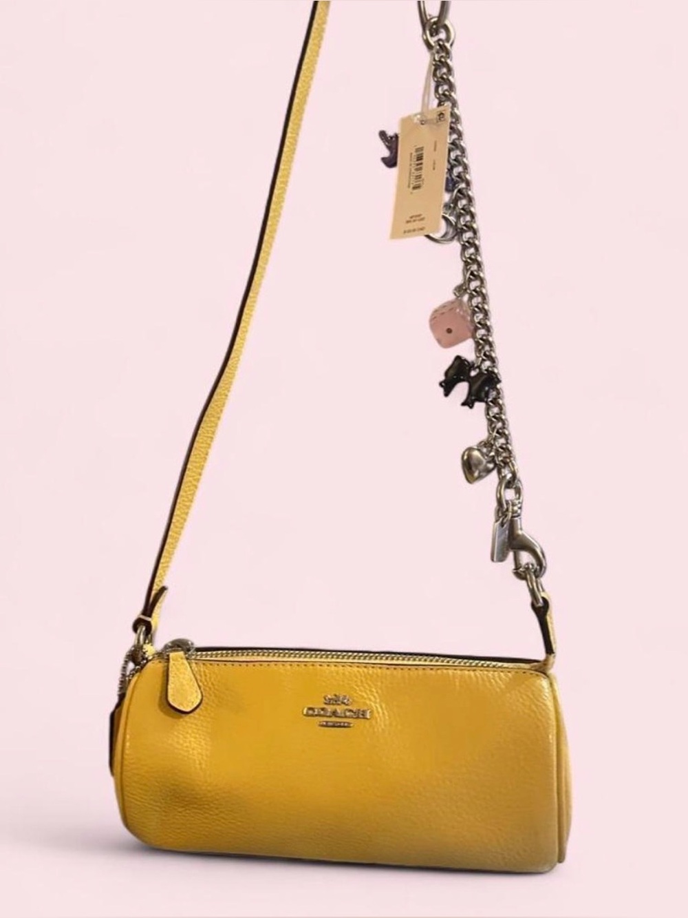 Coach Nolita Barreled Bag CP474 Retro Yellow Leather Mini Shoulder Bag